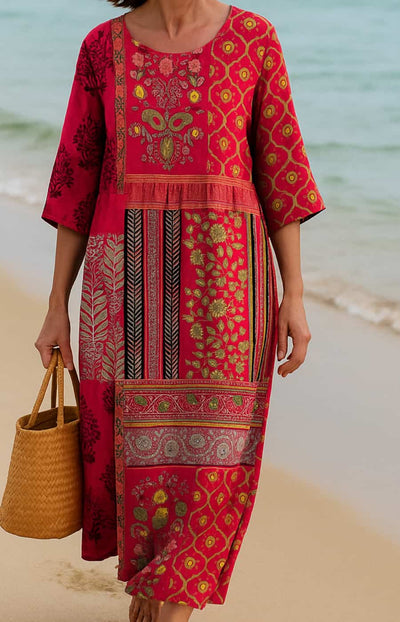 Mette – Boho sommerkjole med kunstnerisk mønster