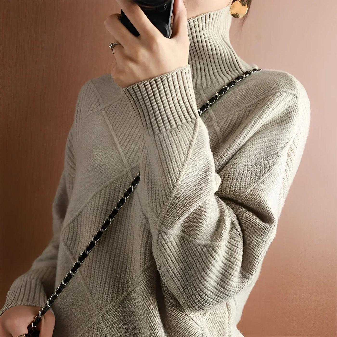Rauten-Rullekravepullover – Raffineret varme med moderne stil