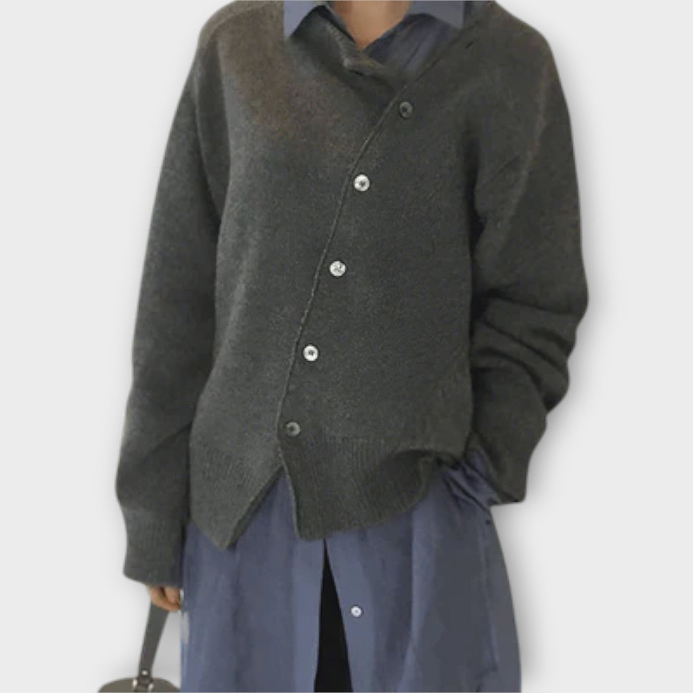 Asymmetrisk Knap-Cardigan – Uanstrengt Raffinering med Modern Twist