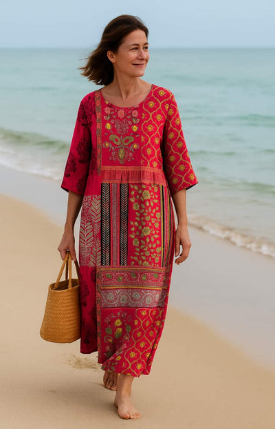 Mette – Boho sommerkjole med kunstnerisk mønster