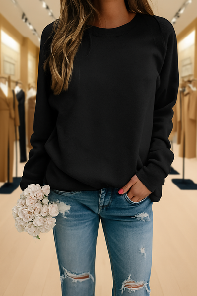 Afslappet sweatshirt med rund halsudskæring – Let stil med hverdagskomfort