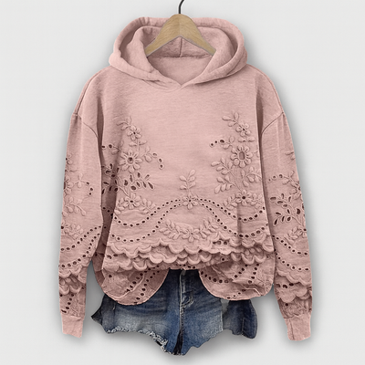 Hoodie med spidsdetaljer – Komfort møder feminint charme