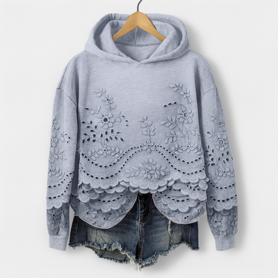 Hoodie med spidsdetaljer – Komfort møder feminint charme