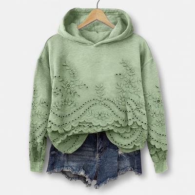 Hoodie med spidsdetaljer – Komfort møder feminint charme