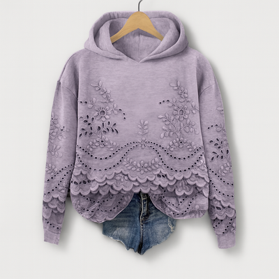 Hoodie med spidsdetaljer – Komfort møder feminint charme