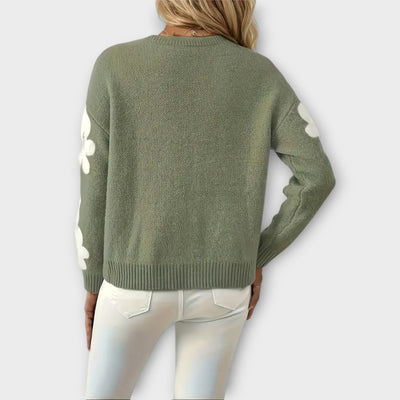 Pullover med blomsterærmer – frisk, legesyg og stilren