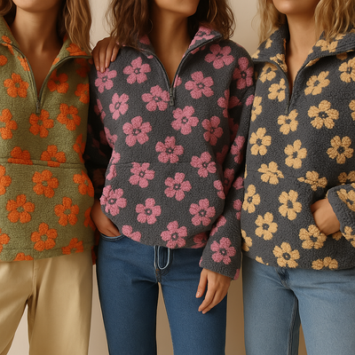 Blomsteret fleecejakke – varme med personlighed
